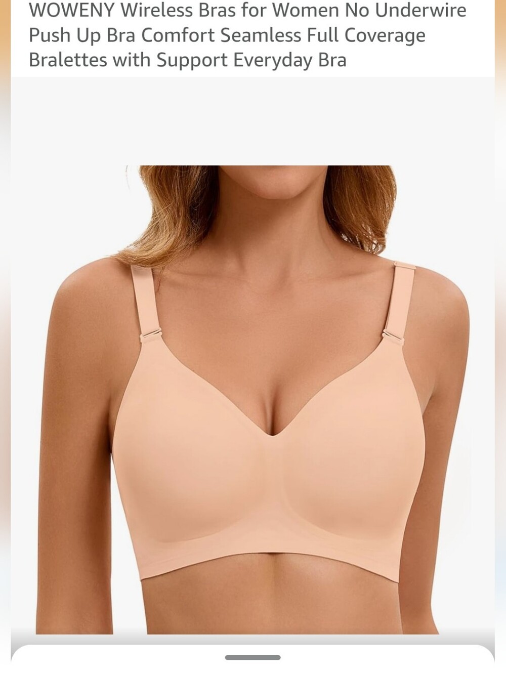 New Woweny Wireless Bra-Seamless~Smooth Support~Nude~XXL